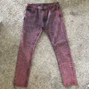 Topman Red Acid Wash Jeans